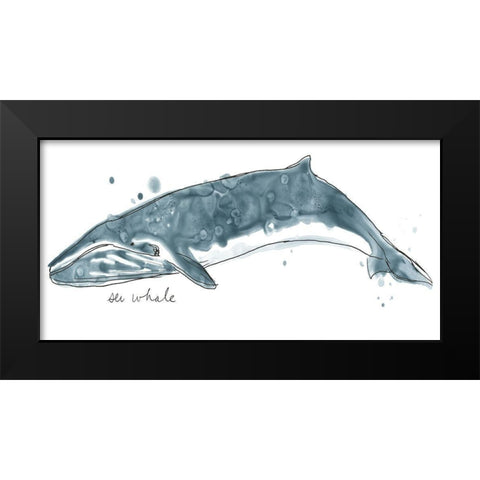 Cetacea Sei Whale Black Modern Wood Framed Art Print by Vess, June Erica