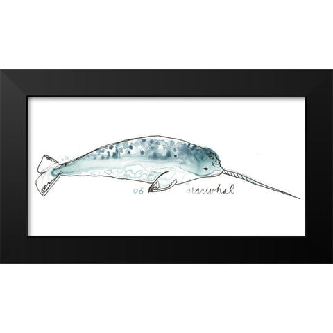 Cetacea Narwhal Black Modern Wood Framed Art Print by Vess, June Erica