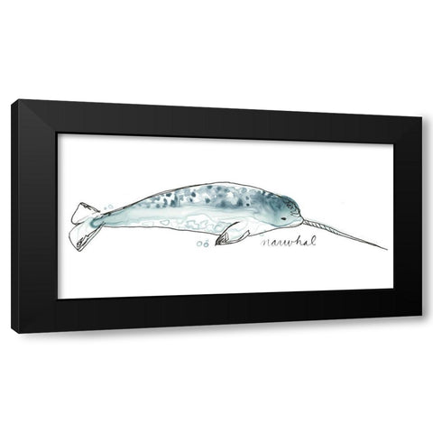 Cetacea Narwhal Black Modern Wood Framed Art Print with Double Matting by Vess, June Erica