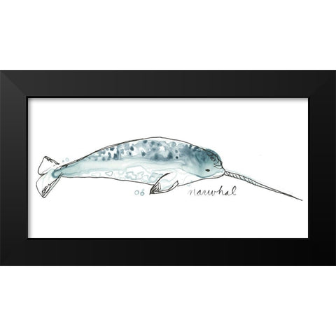 Cetacea Narwhal Black Modern Wood Framed Art Print by Vess, June Erica