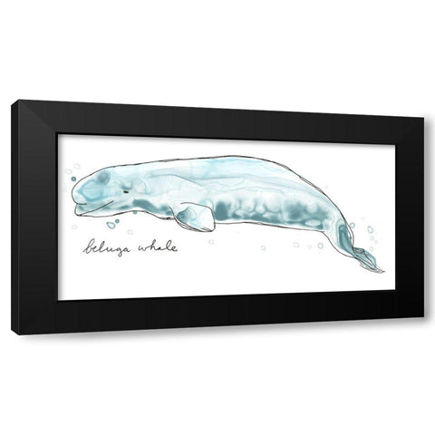 Cetacea Beluga Whale Black Modern Wood Framed Art Print by Vess, June Erica
