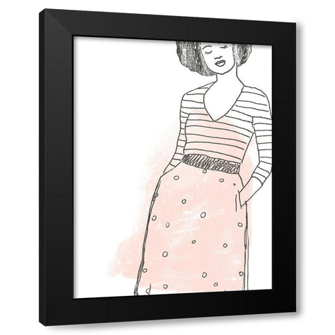 Fashion Sketches II Black Modern Wood Framed Art Print by Vess, June Erica