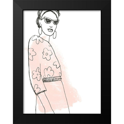 Fashion Sketches III Black Modern Wood Framed Art Print by Vess, June Erica
