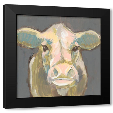 Blush Faced Cow I Black Modern Wood Framed Art Print with Double Matting by Goldberger, Jennifer