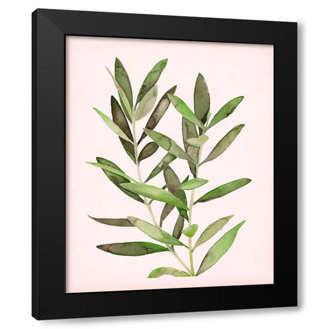 Soft Pink Leaves II Black Modern Wood Framed Art Print with Double Matting by Popp, Grace