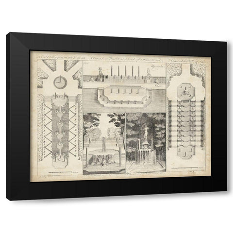 Antique Garden Design I Black Modern Wood Framed Art Print with Double Matting by d Argenville, DeZallier