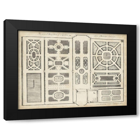Antique Garden Design II Black Modern Wood Framed Art Print by d Argenville, DeZallier