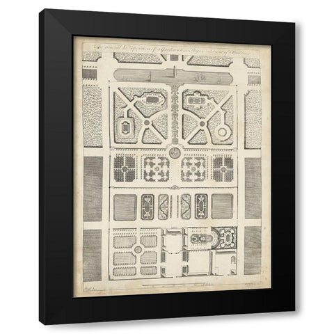 Antique Garden Design III Black Modern Wood Framed Art Print by d Argenville, DeZallier