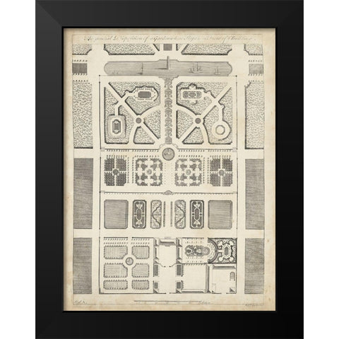 Antique Garden Design III Black Modern Wood Framed Art Print by d Argenville, DeZallier