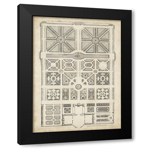 Antique Garden Design IV Black Modern Wood Framed Art Print with Double Matting by d Argenville, DeZallier