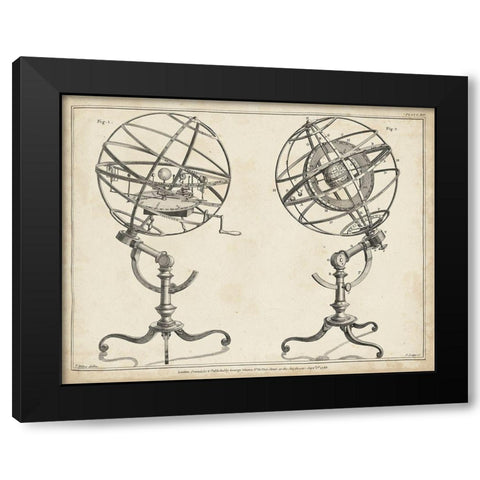 Antique Armillary Spheres Black Modern Wood Framed Art Print by Adams, George