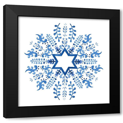 Indigo Hanukkah II Black Modern Wood Framed Art Print by Borges, Victoria