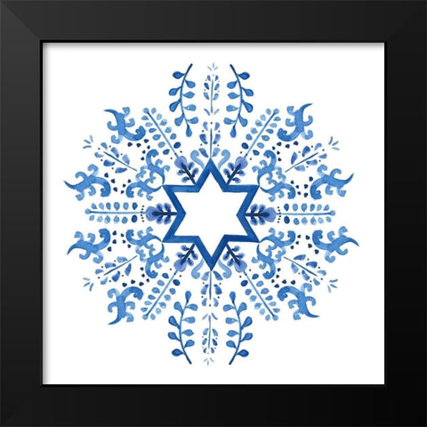 Indigo Hanukkah II Black Modern Wood Framed Art Print by Borges, Victoria