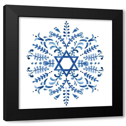 Indigo Hanukkah IV Black Modern Wood Framed Art Print with Double Matting by Borges, Victoria