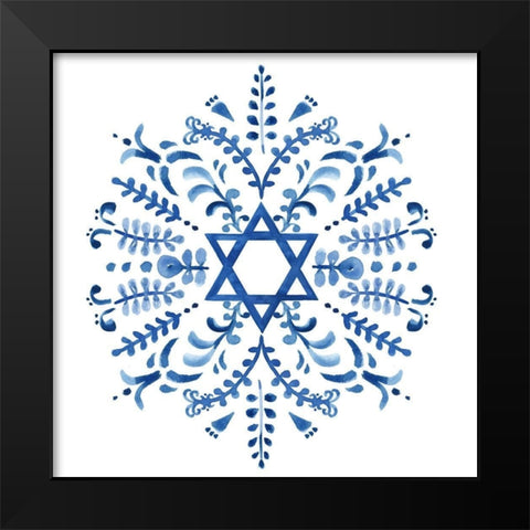 Indigo Hanukkah IV Black Modern Wood Framed Art Print by Borges, Victoria