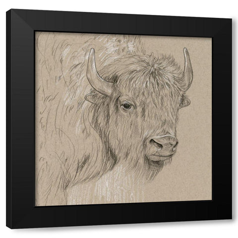 Bison Sketch I Black Modern Wood Framed Art Print by Wang, Melissa