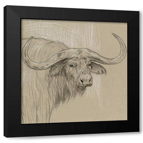 Longhorn Sketch II Black Modern Wood Framed Art Print by Wang, Melissa