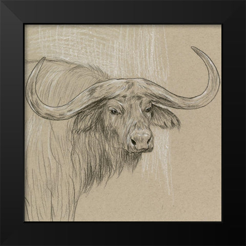 Longhorn Sketch II Black Modern Wood Framed Art Print by Wang, Melissa