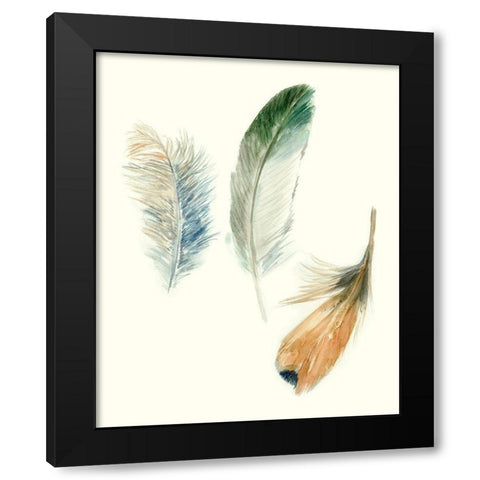 Watercolor Feathers II Black Modern Wood Framed Art Print with Double Matting by Meagher, Megan