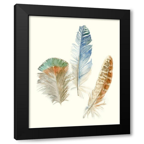Watercolor Feathers III Black Modern Wood Framed Art Print by Meagher, Megan