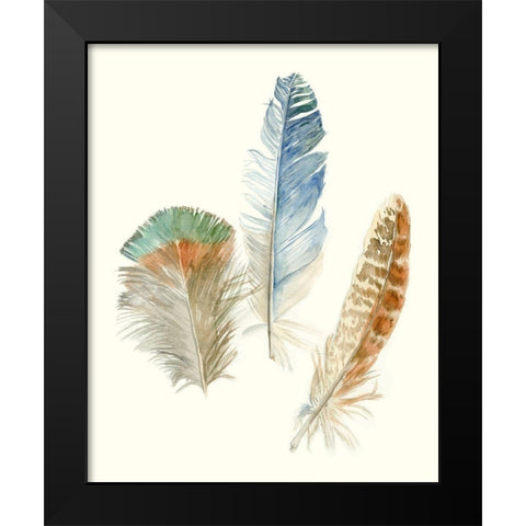 Watercolor Feathers III Black Modern Wood Framed Art Print by Meagher, Megan