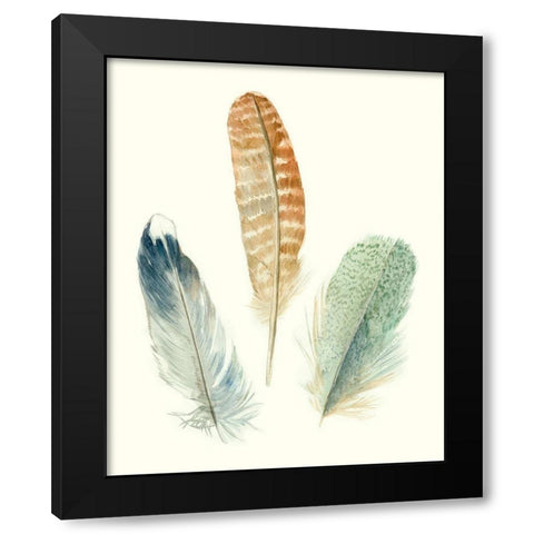 Watercolor Feathers IV Black Modern Wood Framed Art Print with Double Matting by Meagher, Megan