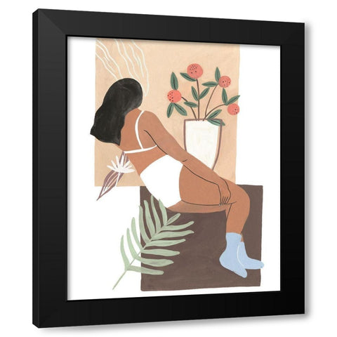 Lying Woman III Black Modern Wood Framed Art Print with Double Matting by Wang, Melissa