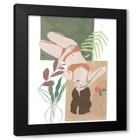 Lying Woman IV Black Modern Wood Framed Art Print with Double Matting by Wang, Melissa