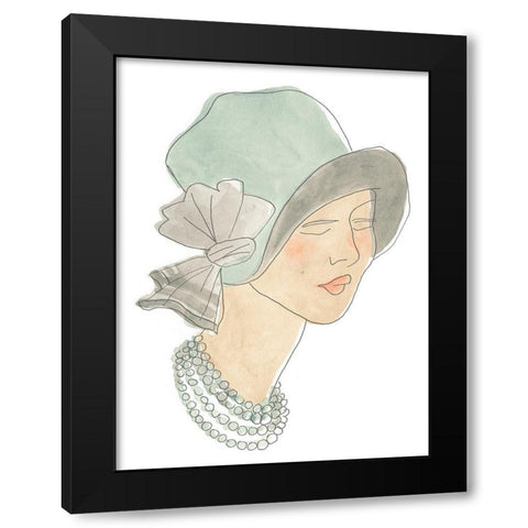 Flapper Fashion Sketches I Black Modern Wood Framed Art Print by Vess, June Erica