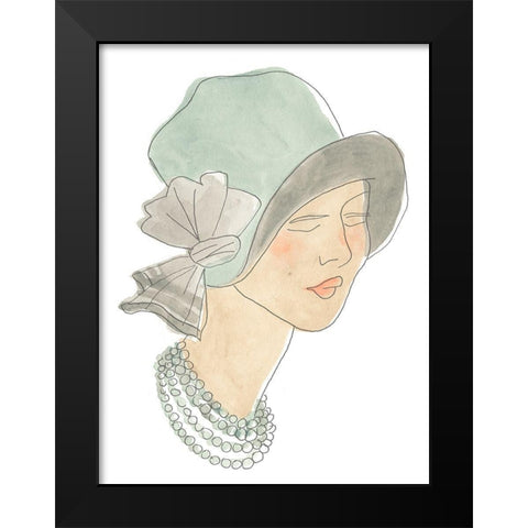 Flapper Fashion Sketches I Black Modern Wood Framed Art Print by Vess, June Erica