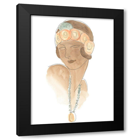 Flapper Fashion Sketches II Black Modern Wood Framed Art Print by Vess, June Erica