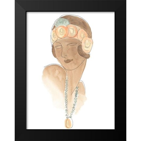 Flapper Fashion Sketches II Black Modern Wood Framed Art Print by Vess, June Erica
