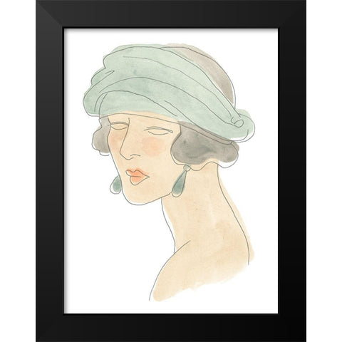 Flapper Fashion Sketches IV Black Modern Wood Framed Art Print by Vess, June Erica