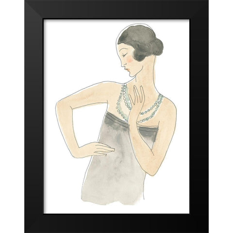 Flapper Fashion Sketches V Black Modern Wood Framed Art Print by Vess, June Erica