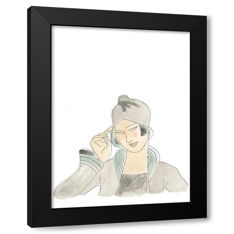 Flapper Fashion Sketches VI Black Modern Wood Framed Art Print with Double Matting by Vess, June Erica