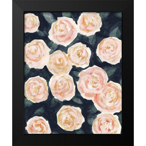 Peach Petals II Black Modern Wood Framed Art Print by Borges, Victoria