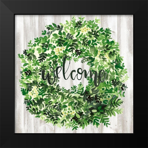 Welcome Wreath II Black Modern Wood Framed Art Print by Parker, Jennifer Paxton