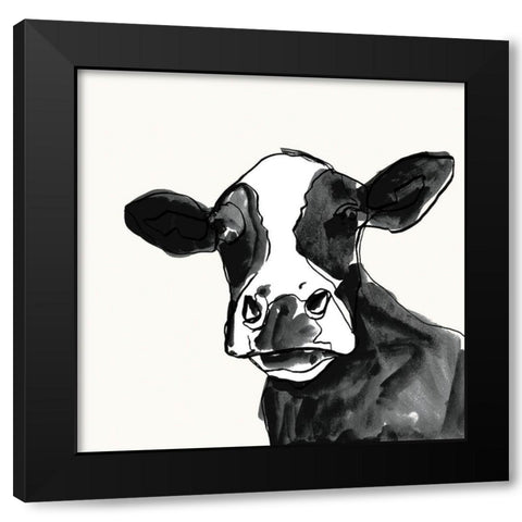 Cow Contour I Black Modern Wood Framed Art Print with Double Matting by Borges, Victoria