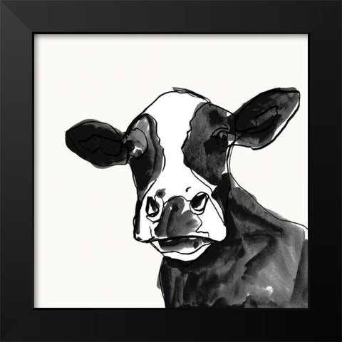 Cow Contour I Black Modern Wood Framed Art Print by Borges, Victoria