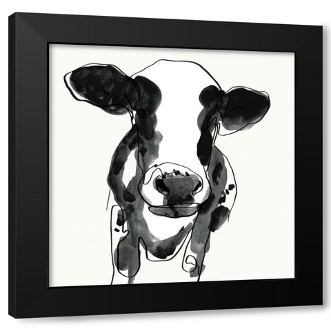Cow Contour II Black Modern Wood Framed Art Print with Double Matting by Borges, Victoria