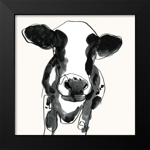 Cow Contour II Black Modern Wood Framed Art Print by Borges, Victoria