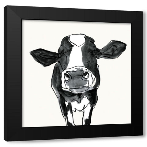 Cow Contour III Black Modern Wood Framed Art Print with Double Matting by Borges, Victoria