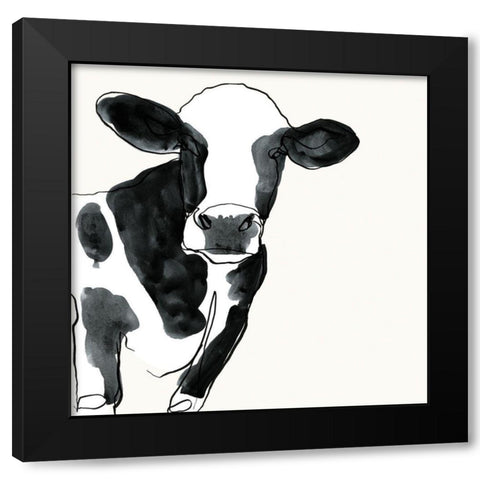 Cow Contour IV Black Modern Wood Framed Art Print with Double Matting by Borges, Victoria