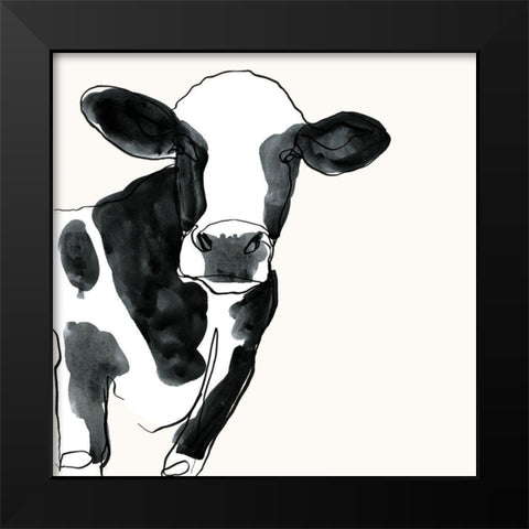 Cow Contour IV Black Modern Wood Framed Art Print by Borges, Victoria