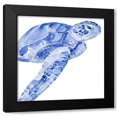 Ultramarine Sea Turtle II Black Modern Wood Framed Art Print with Double Matting by Parker, Jennifer Paxton