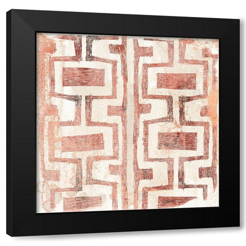 Red Earth Textile V Black Modern Wood Framed Art Print by Vess, June Erica