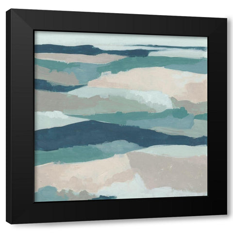 Blue Vista II Black Modern Wood Framed Art Print with Double Matting by Vess, June Erica