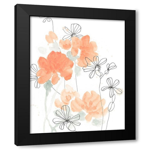 Blush Peonies I Black Modern Wood Framed Art Print with Double Matting by Vess, June Erica