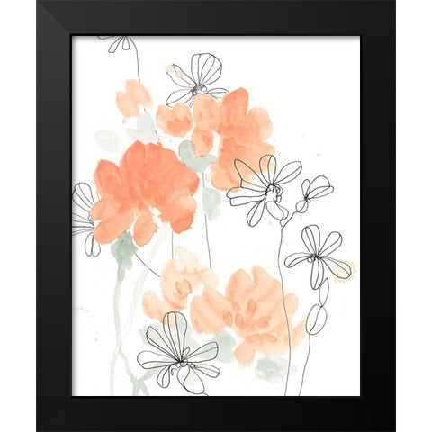 Blush Peonies I Black Modern Wood Framed Art Print by Vess, June Erica