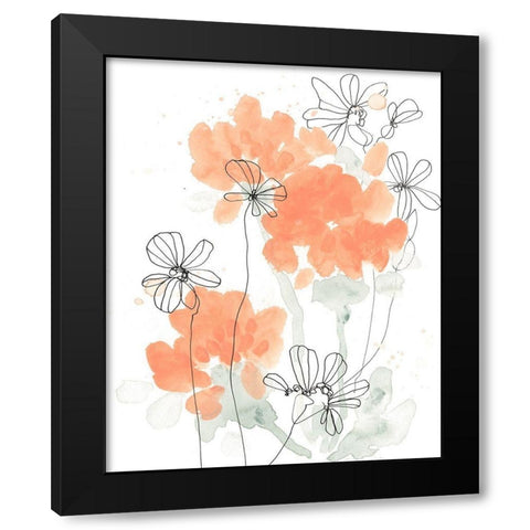 Blush Peonies II Black Modern Wood Framed Art Print with Double Matting by Vess, June Erica